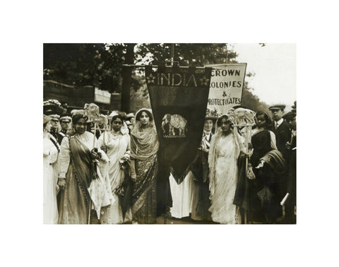 Photograph of Indian suffragettes on the Women's Coronation Procession 17 June 1911