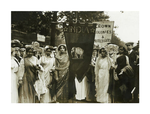 Photograph of Indian suffragettes on the Women's Coronation Procession 17 June 1911