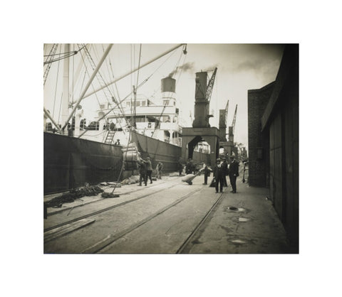 Discharging bagged cotton seed from Madras c. 1925