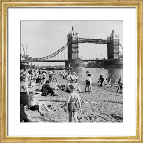 Londoners relax on Tower Beach 1952