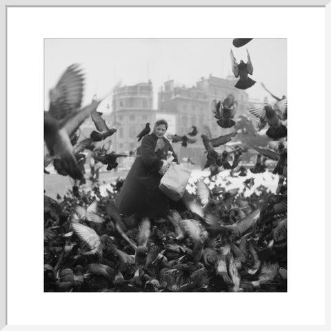 Feeding the pigeons in Trafalgar Square 20th century