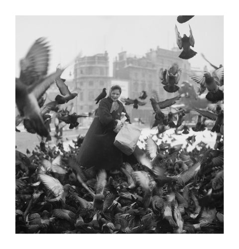 Feeding the pigeons in Trafalgar Square 20th century