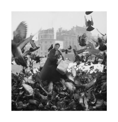 Feeding the pigeons in Trafalgar Square 20th century