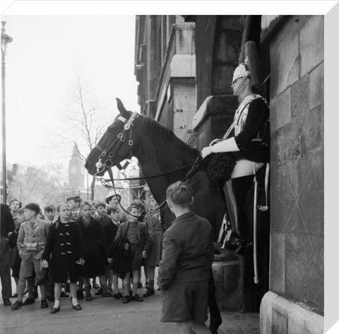 Children watch the horse guards 1960