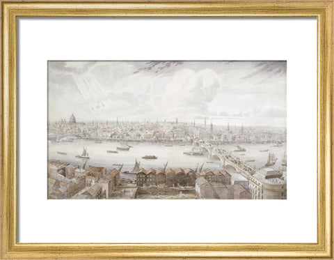 New London Bridge and the City from the tower of Southwark Cathedral 1835