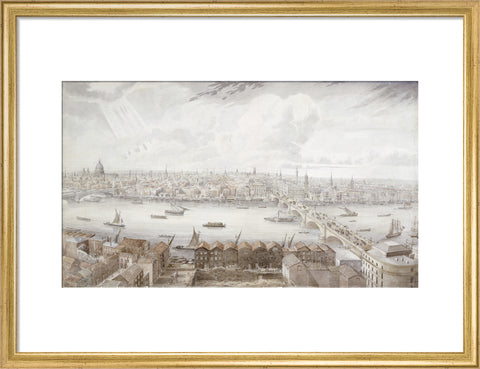 New London Bridge and the City from the tower of Southwark Cathedral 1835