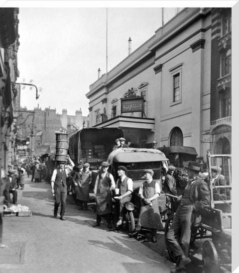 Garden market porters and van drivers outside the Theatre Royal Drury Lane 20th century