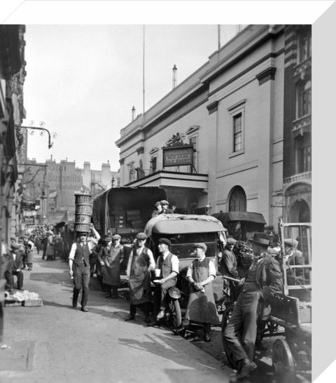 Garden market porters and van drivers outside the Theatre Royal Drury Lane 20th century