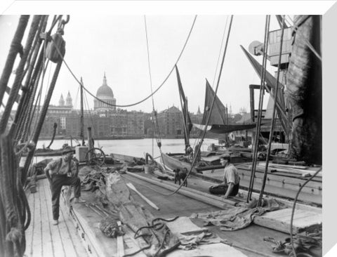 Sailing barge at Greenmoor Wharf Bankside 20th century