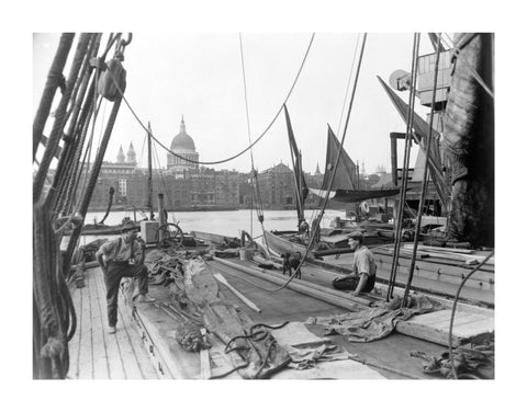 Sailing barge at Greenmoor Wharf Bankside 20th century