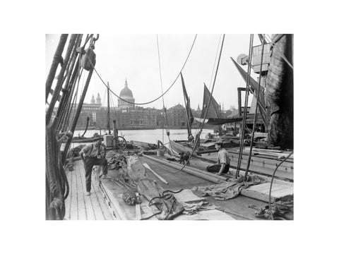 Sailing barge at Greenmoor Wharf Bankside 20th century