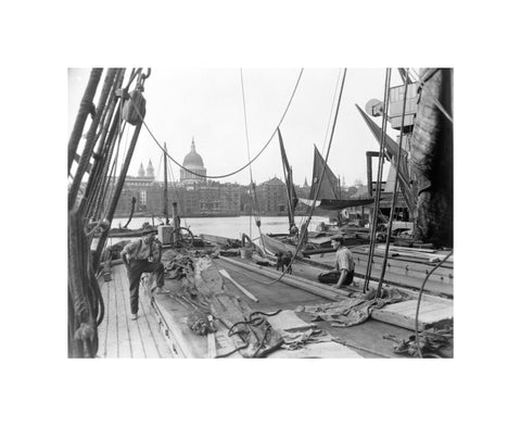 Sailing barge at Greenmoor Wharf Bankside 20th century