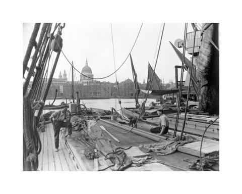 Sailing barge at Greenmoor Wharf Bankside 20th century