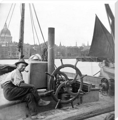 Sailing barge at Greenmoor Wharf rubbish depot Bankside 20th century