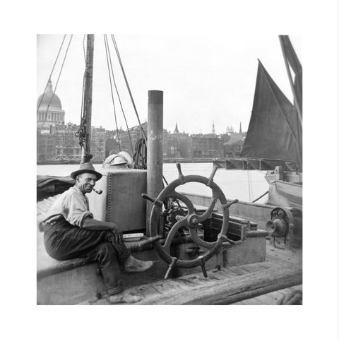 Sailing barge at Greenmoor Wharf rubbish depot Bankside 20th century