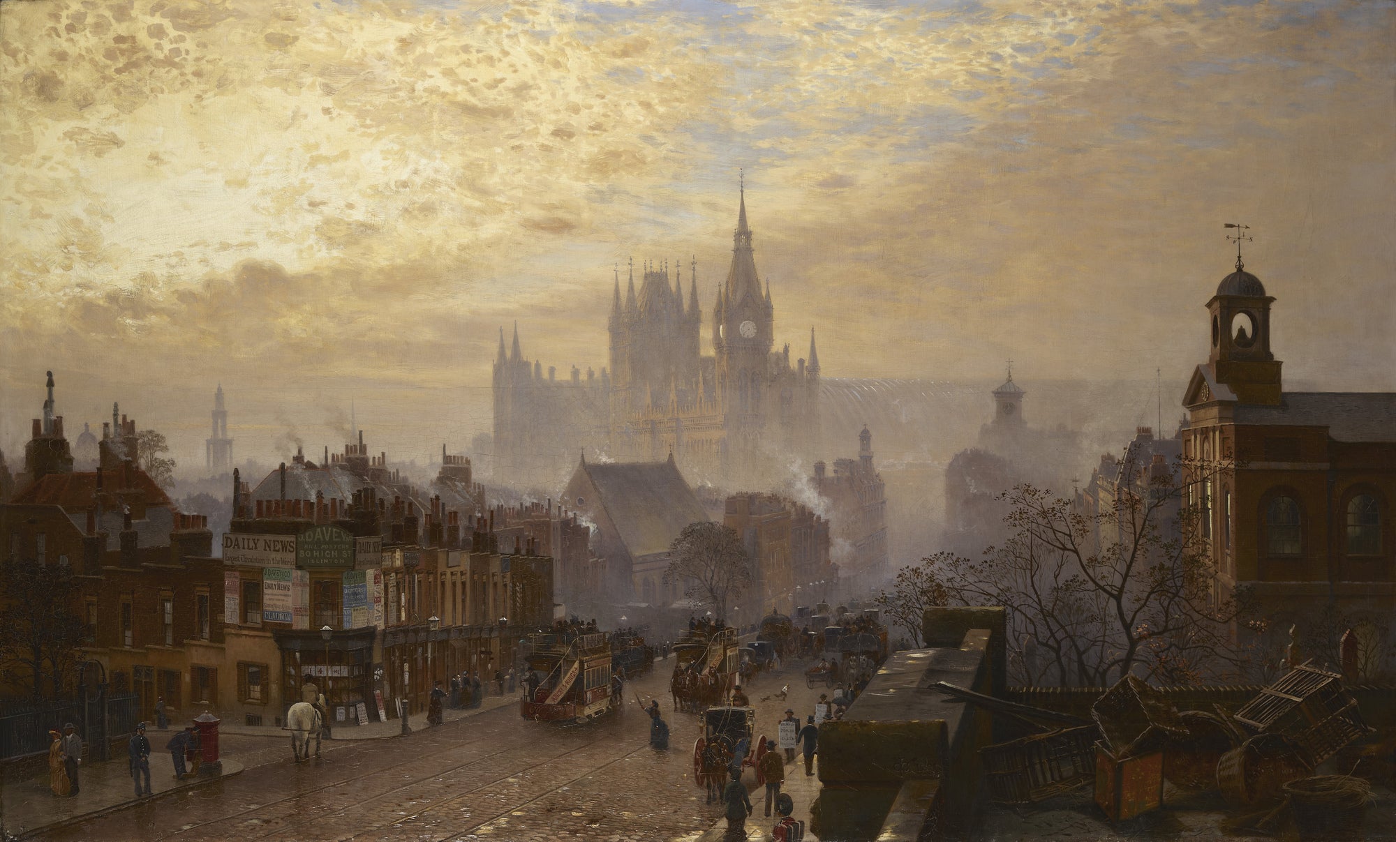 From Pentonville Road looking west evening 1884 – London Museum