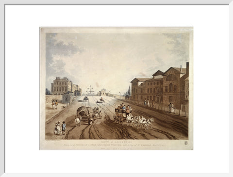 Entrance of Piccadilly or Hyde Park Corner Turnpike with a view of St George's Hospital 1797