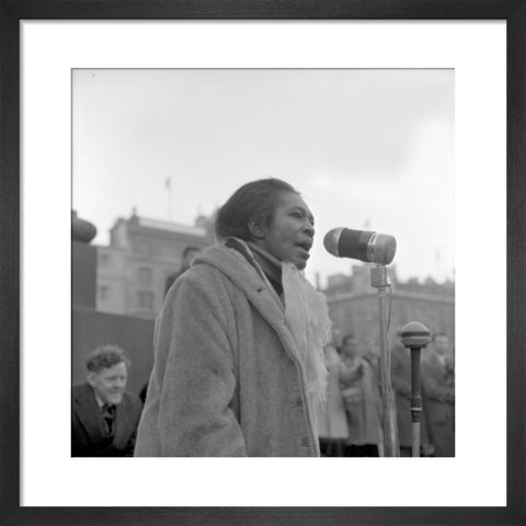 Claudia Jones addresses crowds Trafalgar Square 1962