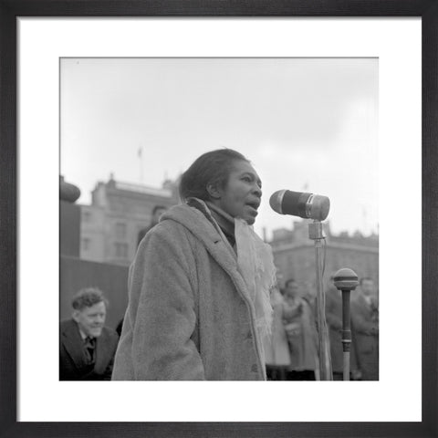 Claudia Jones addresses crowds Trafalgar Square 1962