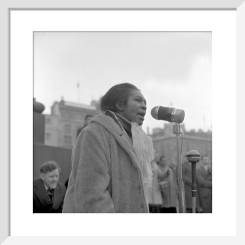 Claudia Jones addresses crowds Trafalgar Square 1962