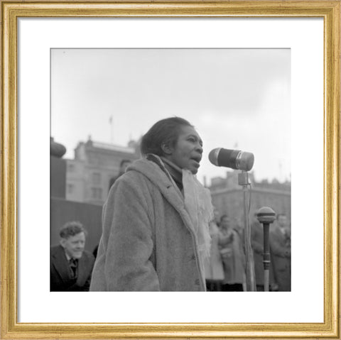 Claudia Jones addresses crowds Trafalgar Square 1962