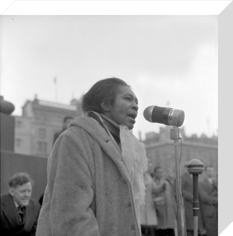 Claudia Jones addresses crowds Trafalgar Square 1962