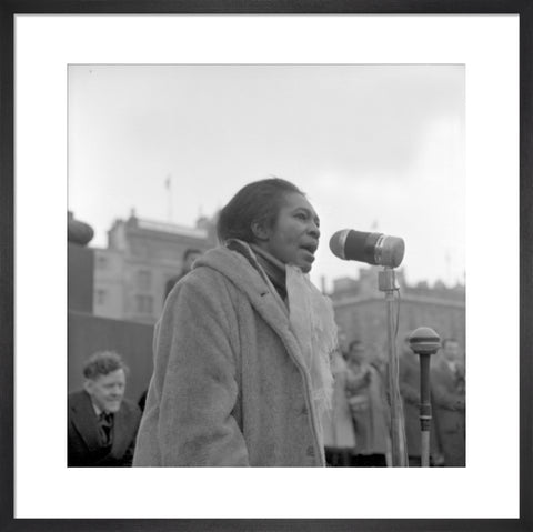 Claudia Jones addresses crowds Trafalgar Square 1962