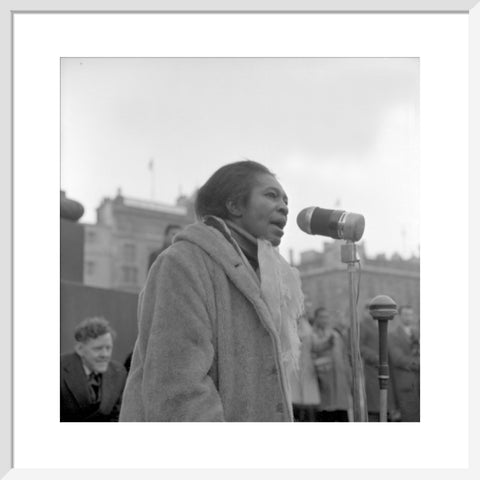 Claudia Jones addresses crowds Trafalgar Square 1962