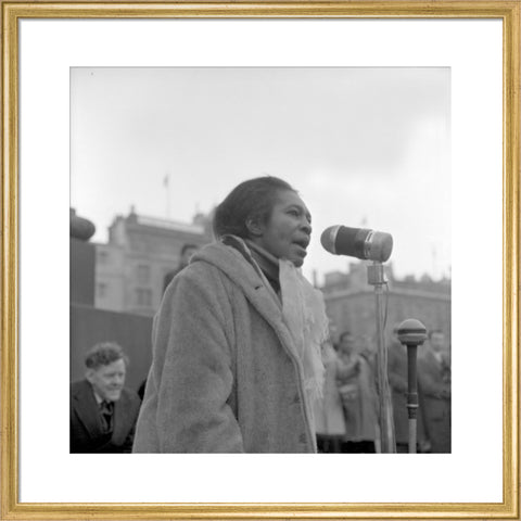 Claudia Jones addresses crowds Trafalgar Square 1962