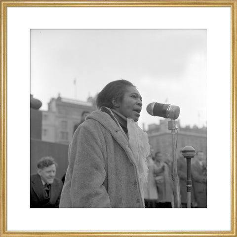 Claudia Jones addresses crowds Trafalgar Square 1962
