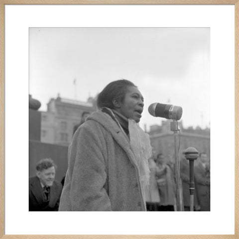 Claudia Jones addresses crowds Trafalgar Square 1962