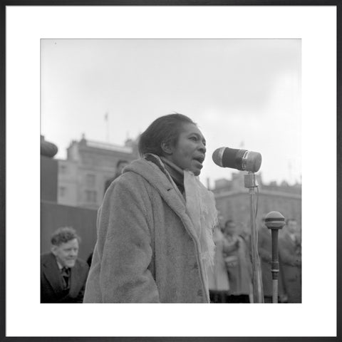 Claudia Jones addresses crowds Trafalgar Square 1962