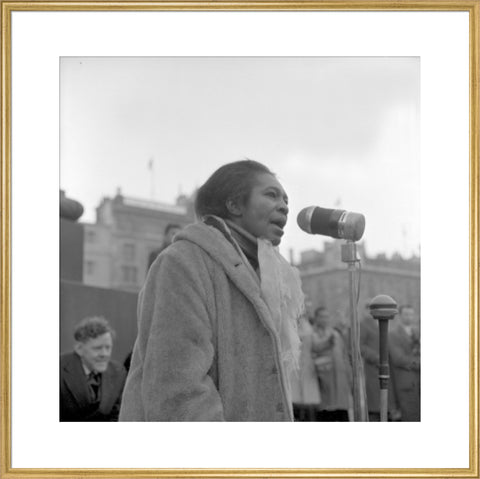 Claudia Jones addresses crowds Trafalgar Square 1962