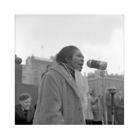 Claudia Jones addresses crowds Trafalgar Square 1962