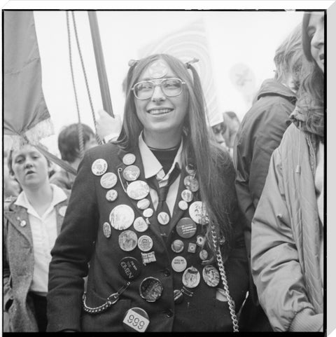 A woman participates in an anti-Nazi rally 1978