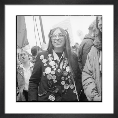 A woman participates in an anti-Nazi rally 1978