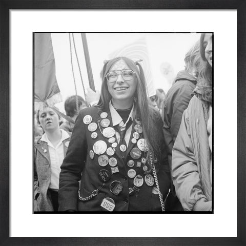A woman participates in an anti-Nazi rally 1978