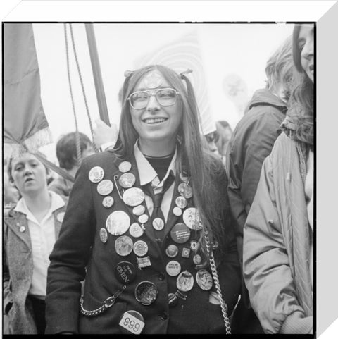 A woman participates in an anti-Nazi rally 1978