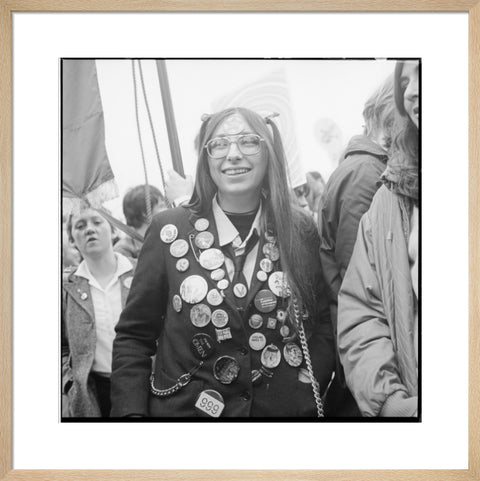 A woman participates in an anti-Nazi rally 1978