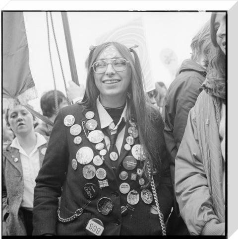 A woman participates in an anti-Nazi rally 1978