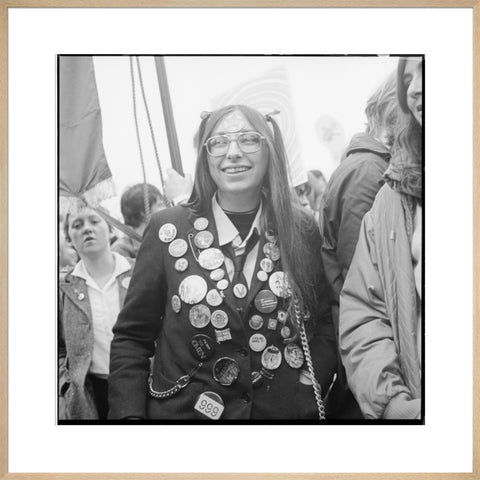 A woman participates in an anti-Nazi rally 1978