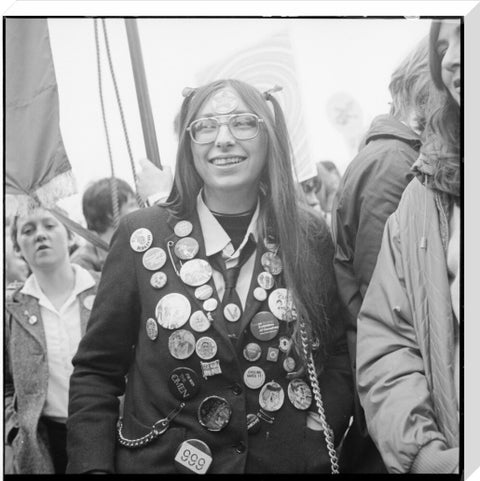 A woman participates in an anti-Nazi rally 1978