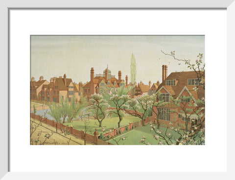 Tower House and Queen Anne's Grove 19th century (Art print, Small, White)
