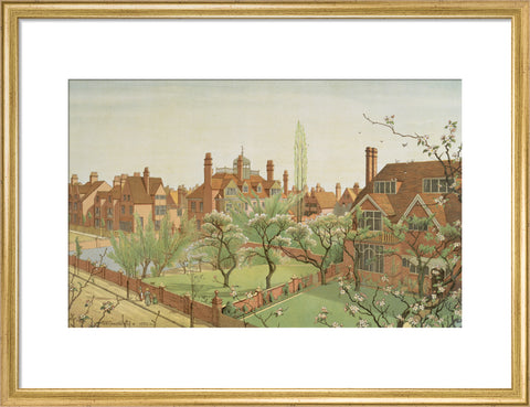 Tower House and Queen Anne's Grove 19th century (Art print, Medium, Gold)