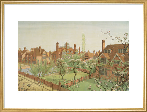 Tower House and Queen Anne's Grove 19th century (Art print, Large, Gold)