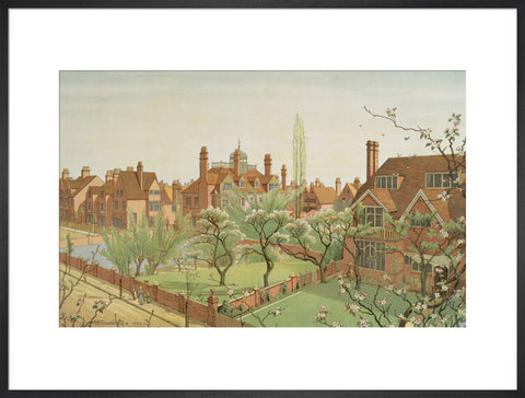 Tower House and Queen Anne's Grove 19th century (Art print, Extra large, Black)
