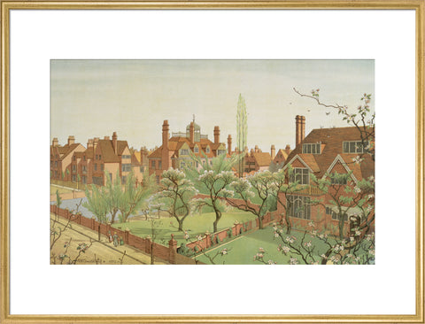 Tower House and Queen Anne's Grove 19th century (Art print, Extra large, Gold)
