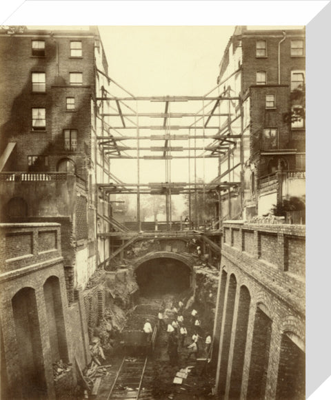 Construction of District Line underground railway 19th century