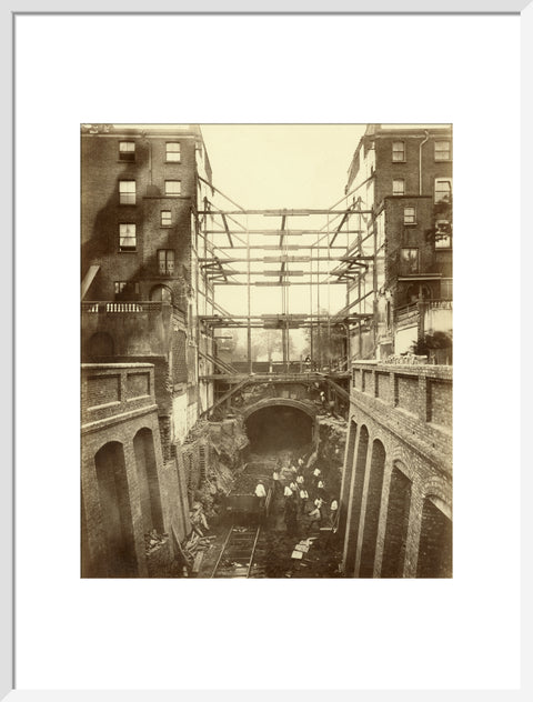 Construction of District Line underground railway 19th century