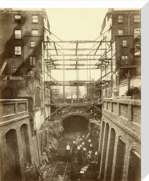 Construction of District Line underground railway 19th century